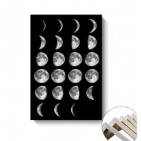 Minimalist Full Moon Canvas Paintings Black White